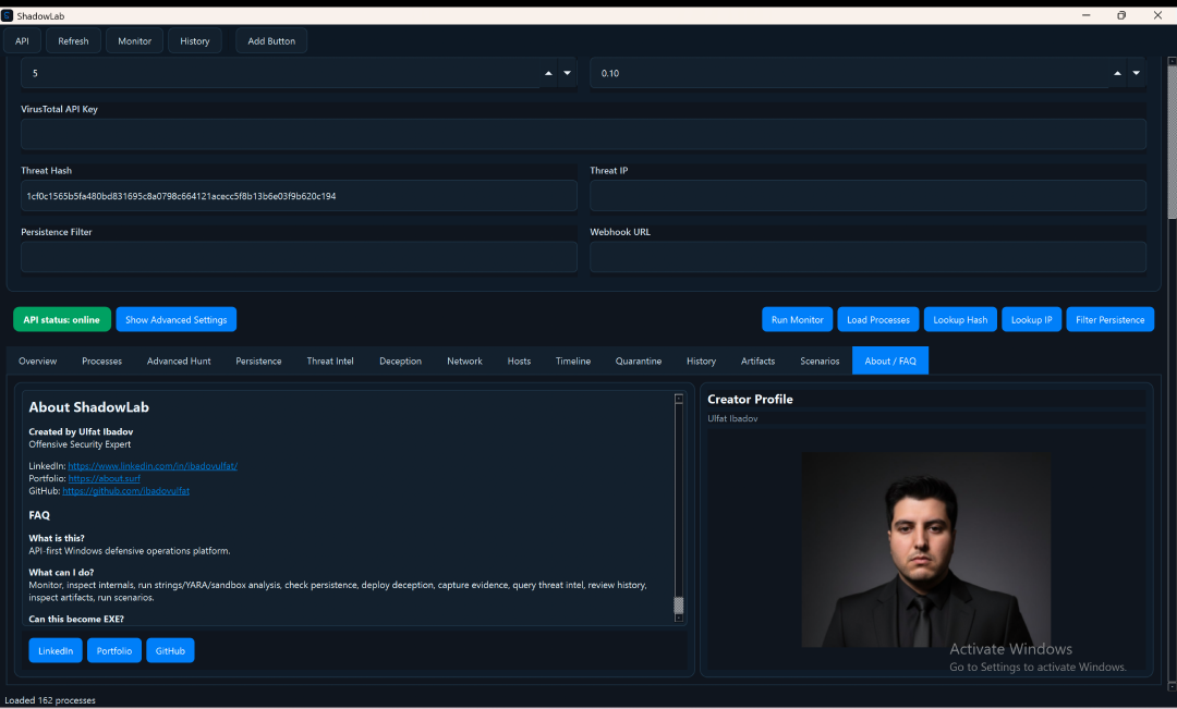 ShadowLab Detailed Process Inspection View